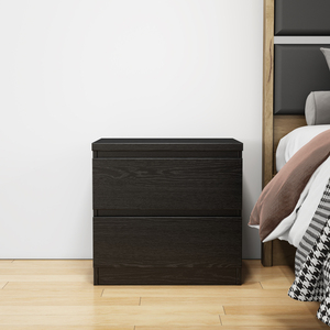 Black Nightstand 19.7 Inch 2 <b>Drawers</b> Handle Free Design Thickened Top Plate Small Side Table - Product Image 5