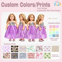 Robe de soirée en satin violet à sequins argentés sur mesure pour poupée de 18 pouces, couleur de sequins personnalisée, production en gros