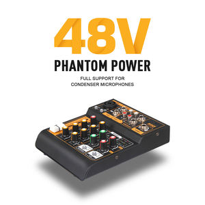 Mezclador de audio profesional de consola de música de <span class=keywords><strong>DJ</strong></span> portátil de 4 canales con alimentación fantasma de 48V para espectáculos <span class=keywords><strong>Web</strong></span> en vivo - Product Image 3