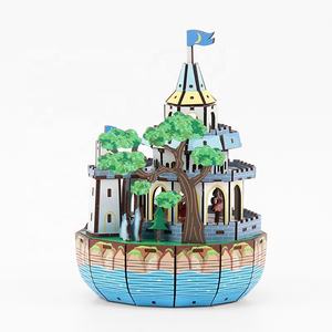 Rompecabezas 3D creativos de nuevo estilo, juguetes de Castillo de <span class=keywords><strong>carrusel</strong></span> personalizados DIY, rompecabezas de madera, caja de música 3D para niños - Product Image 1
