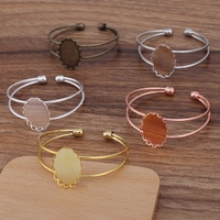 30*40mm Cabochons Ovales Blanc Base de Pierre Résultats Argent Plaqué Plateau Lunette Réglage Manchette Bracelet DIY Bijoux Accessoires