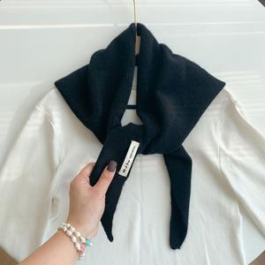 Women's <strong>Wool</strong> Knitted Multifunctional Headscarf Autumn Winter Warm All- Match Small Scarf <strong>Shawl</strong> Solid Color Printed Triangle - Product Image 6