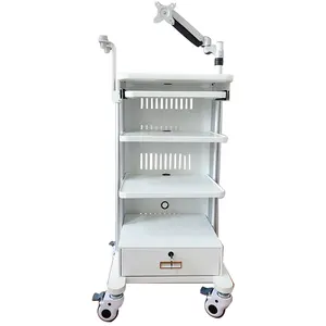 Hot Sale ABS Plastic Hospital Mobile Workstation Cart Monitor Mount 4-layers Storage Platform Medical Endoscope Trolley