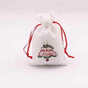 New Christmas New Year Candy <strong>Bag</strong> Red Rope White Hemp Cartoon Christmas Tree Decoration Gift <strong>Bag</strong> Gift Packaging <strong>Bag</strong> Wholesale - Product Image 3
