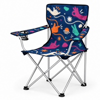 Chaise de camping à dossier haut en gros avec porte-gobelet latéral et logo et motif personnalisés pour les rassemblements sociaux en extérieur