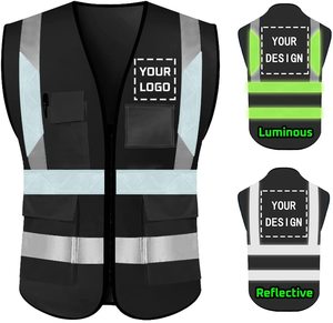 Veste de <span class=keywords><strong>sécurité</strong></span> réfléchissante noire à motif moto - Product Image 1