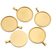 Fermoirs et crochets en acier inoxydable de 20 mm, support vierge pour cabochon et camée, pour la fabrication de bijoux