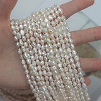 Perles baroques d'eau douce blanches naturelles 5-6 mm, polies des deux côtés, collier de perles en gros, directement de l'usine