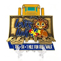 Médaille Commémorative Sportive Personnalisée en Alliage de Zinc Poli, Gravée au Laser 3D et Imprimée UV, Motif Lion Bulldozer Amusant pour Course Ludique