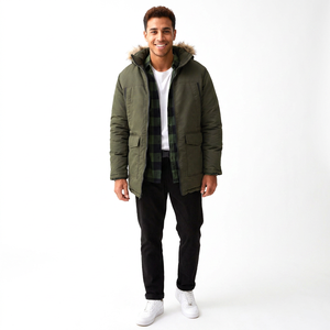 <b>Men's</b> Winter Warm Jacket Thick Duck Down Parka with Hood Ski Snow Quilted Winter <b>Coats</b> <b>Long</b> Cotton Filled Puffer - Product Image 1