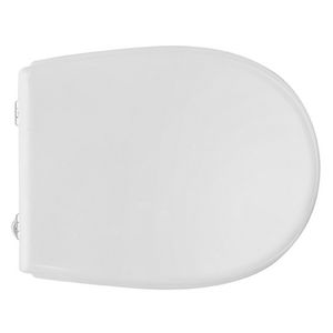 Siège de toilette rond blanc à fermeture douce en plastique, style minimaliste pour salle de bain - Product Image 1