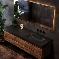 Meuble de salle de bain rétro Wai Ji Feng avec vasque monobloc en roche courbée à chaud, combinaison meuble-lavabo et toilettes, personnalisation