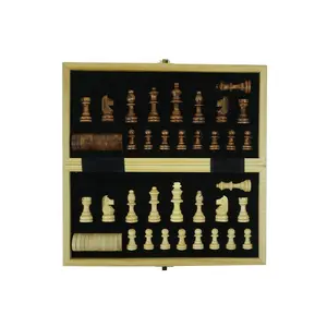 Atacado luxo pequeno 11.5 "xadrez magnético xadrez portátil jogo conjunto torneio xadrez de madeira conjunto fabricante