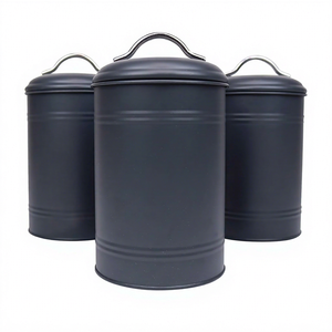 Juego de 3 recipientes de almacenamiento de cocina de Metal negro Mett, tapa de contenedor de comida cuadrada de nuevo diseño para decoración de Cocina Casera para boda - Product Image 1