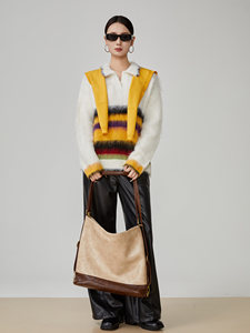 Custom High Quality Mohair Knit Sweater <strong>Polo</strong> <strong>Neck</strong> Casual Jacquard Pullover Long Sleeve Loose Fuzzy <strong>Jumper</strong> <strong>Women's</strong> Clothing - Product Image 4