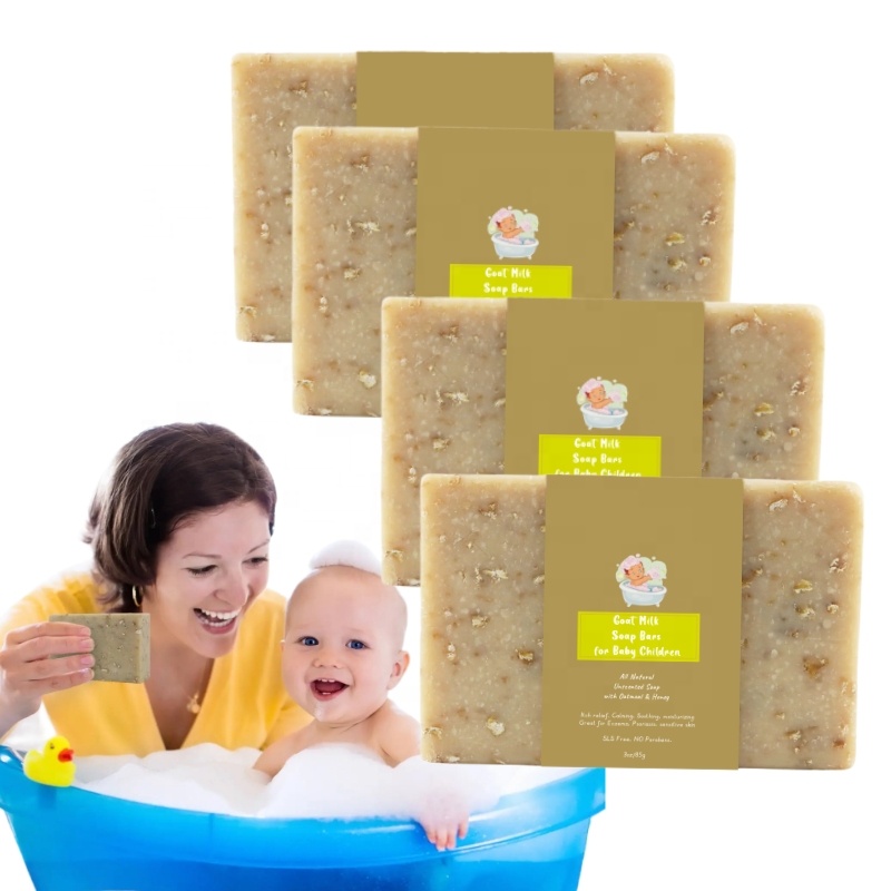 Prurito sollievo calmante lenitivo bambino bambini sapone fatto a mano idratante farina d'avena miele latte di capra saponette ottimo per Eczema psoriasi