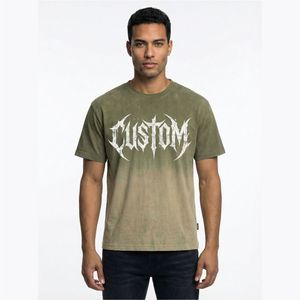 T-shirt <span class=keywords><strong>Uomo</strong></span> Personalizzata con Sfumatura Dip-Dye, Cotone Pesante 100%, Lavaggio Acido Vintage, Grafica <span class=keywords><strong>Gotica</strong></span> con Lettere, Streetwear Oversize - Product Image 1