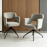 Chaise de salle à manger moderne en tissu rembourré, 360 °   Chaise d'appoint pivotante, base en métal noir en forme d'araignée pour salle à manger, cuisine, bureau à domicile