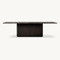 Table à manger en marbre naturel Dream Home, base en chêne massif, style Wabi Sabi, mobilier de salle à manger résidentiel pour villa