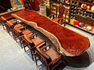Stocked Tree Burl Solid Bubinga Thick Wooden Slab <strong>Table</strong> Top with <strong>Live</strong> <strong>Edge</strong> - Luxury Dining &amp; Conference <strong>Table</strong> - Product Image 2