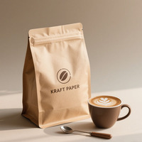 Wholesale Eco Flat Bottom Aluminum Foil Coffee Kraft Paper Package Pouch Custom Printed With Valve 500g 1kg Coffee Bags