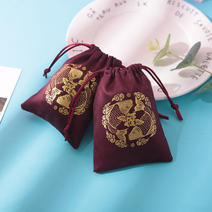Velvet <b>Drawstring</b> Jewelry Bag Wine Red 8x10cm Rectangular Storage <b>Pouch</b> For Rings Cosmetics Organize Inner Packaging - Product Image 1