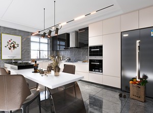 <span class=keywords><strong>Cucina</strong></span> personalizzata per l'intera casa dotata di luci <span class=keywords><strong>a</strong></span> sospensione in legno e armadi bianchi - Product Image 4