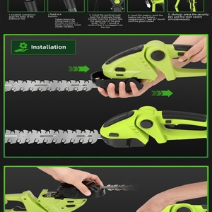 <span class=keywords><strong>Taille</strong></span>-<span class=keywords><strong>haie</strong></span> télescopique au lithium avec lame de 30 cm, scie à branches pliable et sécateur pour haies hautes, avec bouton de verrouillage et sécurité intégrée - Product Image 6