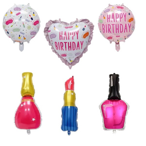 Venta al por mayor lápiz labial globo de aluminio esmalte de uñas globo niñas maquillaje belleza tema decoración de fiesta de <span class=keywords><strong>cumpleaños</strong></span> - Product Image 2