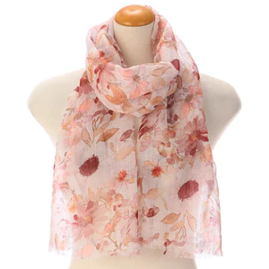 Pañuelo ligero de algodón y seda hecho en India con estampado de flores en acuarela, pañuelo ligero para mujer. - Product Image 2