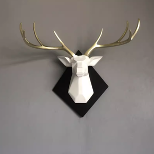 Statue murale en résine Tête de <span class=keywords><strong>cerf</strong></span> avec bois de <span class=keywords><strong>cerf</strong></span>, Sculpture artistique pour salon, Décoration intérieure - Product Image 1