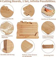 Ensemble de planches à découper en bambou sur mesure, 3 pièces, forme de livre, support pour planches à découper, style écologique, logo laser carré