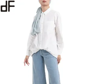 Day Look Factory OEM Modern Work Clothes Muslim Woman Office Ladies Shirts For Women Long Custom Button Up Work Shirts