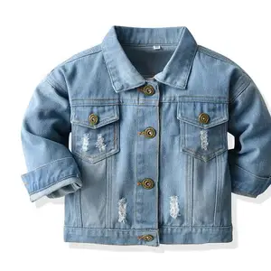 Primavera E Outono Bebê Meninos Meninas Denim Casacos Casacos Crianças Clássico Azul Jean Casaco Outerwear Casaco