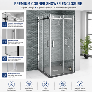 Nuevos Diseños de Mamparas de Ducha Cuadradas Simples para Baño, Mampara de Ducha de Esquina con Marco y Puerta Corredera para Baño - Product Image 3