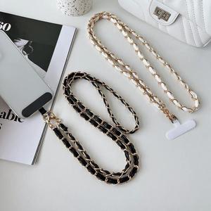 WOWEI High-End PU Leather Phone Lanyard Adjustable Crossbody Buckle with Creative Chain Pendant Autumn Wear PVC Lanyards