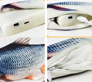 USB Electric <b>Plush</b> Moving Fish Wagging Teaser <b>Cat</b> Toy with Flopping Kicker Eco-Friendly 30CM Interactive Floppy Fish for <b>Cats</b> - Product Image 5