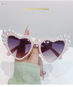 7312 Fashion 2024 Heart Sunglasses Women Heart Shaped Wholesale Stock Eyewear With White Pearls Sun <strong>Glasses</strong> for Girl Luxury <strong>Sh</strong> - Product Image 2