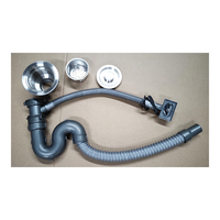 Évier de cuisine moderne à double bac avec drain flexible et siphon filtrant facile à installer, tuyau d'égout en PVC et fil métallique