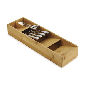 Small <strong>Bamboo</strong> 5-Compartment Multifunction Minimalist Drawer <strong>Store</strong> Utensil Organizer for Kitchen Drawer Silverware Flatware Tray - Product Image 5