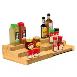 Wholesale 3-Tier Expandable Multifunction <b>Kitchen</b> Spice <b>Storage</b> Rack OEM ODM Custom Logo Cabinet Seasoning - Product Image 2