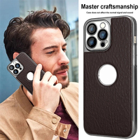 Étui de téléphone en cuir PU électroplaqué antichoc pour iPhone 15 Pro Max/15 Pro/15 Plus/15 avec protection de l'appareil photo et protection contre les chutes