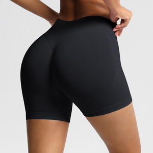 Shorts de yoga sans couture pour femmes, taille haute, côtelés larges, dos en V, effet fessier galbé, extensibles, pour la course, le cyclisme et le fitness – Vente en gros - Product Image 1