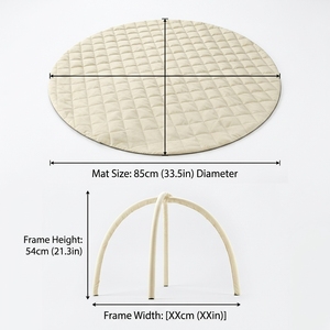 Tapis d'éveil matelassé beige tendance pour bébé, couleurs neutres modernes, arche d'activités robuste et amis en peluche à contraste élevé - Product Image 6