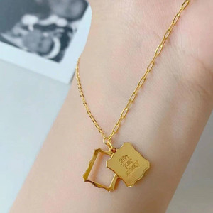 Zhou Family Letter Tarot Square Necklace Gold Plated Brass Clavicle Chain For Women Gift Jewelry Pendant - Product Image 4