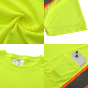 เสื้อยืดนิรภัยแบบมองเห็นได้ชัดเจน คอกลม สะท้อนแสง ระบายอากาศได้ดี แขนสั้น สำหรับงานก่อสร้าง ผู้ชาย ไซส์ M L XL 2XL - Product Image 1