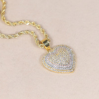 LUOYUNE Vente en gros Bijoux de mode : Pendentif cœur en laiton plaqué or 18K avec zircon cubique et breloques serties de zircons, pour femme, cadeau