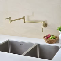 Robinet de cuisine multifonction pliable en laiton brossé doré non revêtu