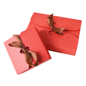 Kraft Paper Business Gift Box With Bow Nougat Handmade Biscuit Box Christmas Candy Package Baby Show Party Supplies