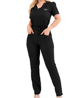 Hastane Kullanımı İçin OEM Servis Dokuma Cerrahi Üniforma Takımları Unisex Siyah Spandeks/Polyester Kırışmaz Nefes Alabilen Özel Hemşire Üniforması